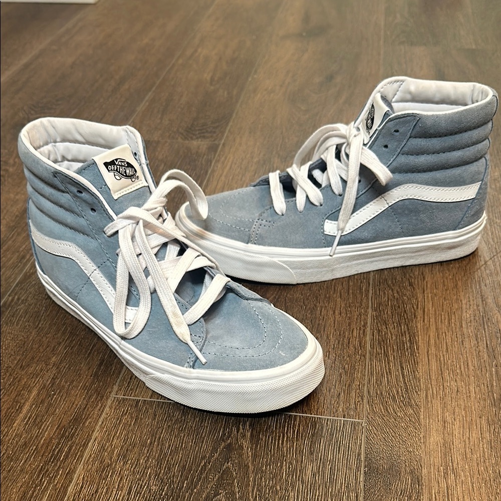 Vans Blue and White High-Top Sneakers